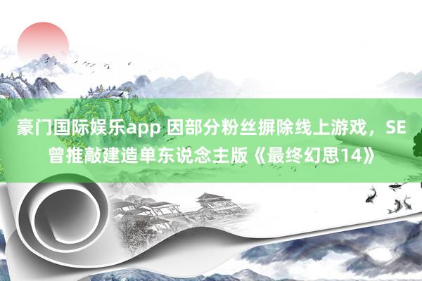 豪门国际娱乐app 因部分粉丝摒除线上游戏，SE曾推敲建造单东说念主版《最终幻思14》