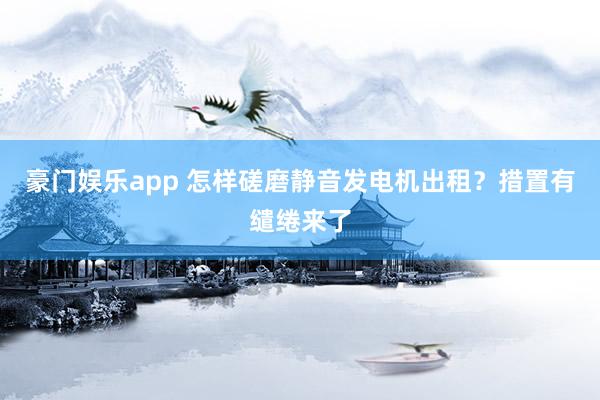 豪门娱乐app 怎样磋磨静音发电机出租？措置有缱绻来了