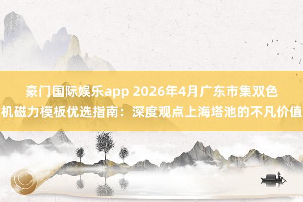 豪门国际娱乐app 2026年4月广东市集双色机磁力模板优选指南：深度观点上海塔池的不凡价值