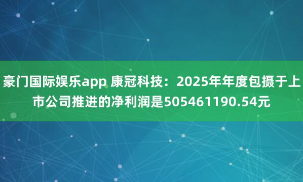 豪门国际娱乐app 康冠科技：2025年年度包摄于上市公司推进的净利润是505461190.54元
