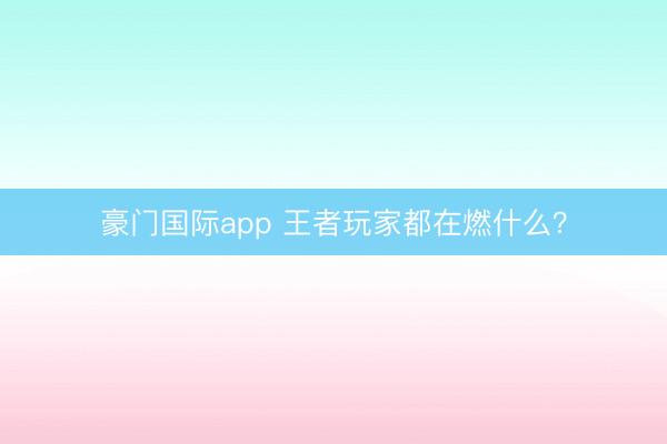 豪门国际app 王者玩家都在燃什么？
